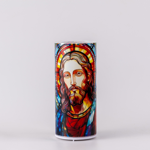 LED GLASS CANDLE HOLDER JESUS 