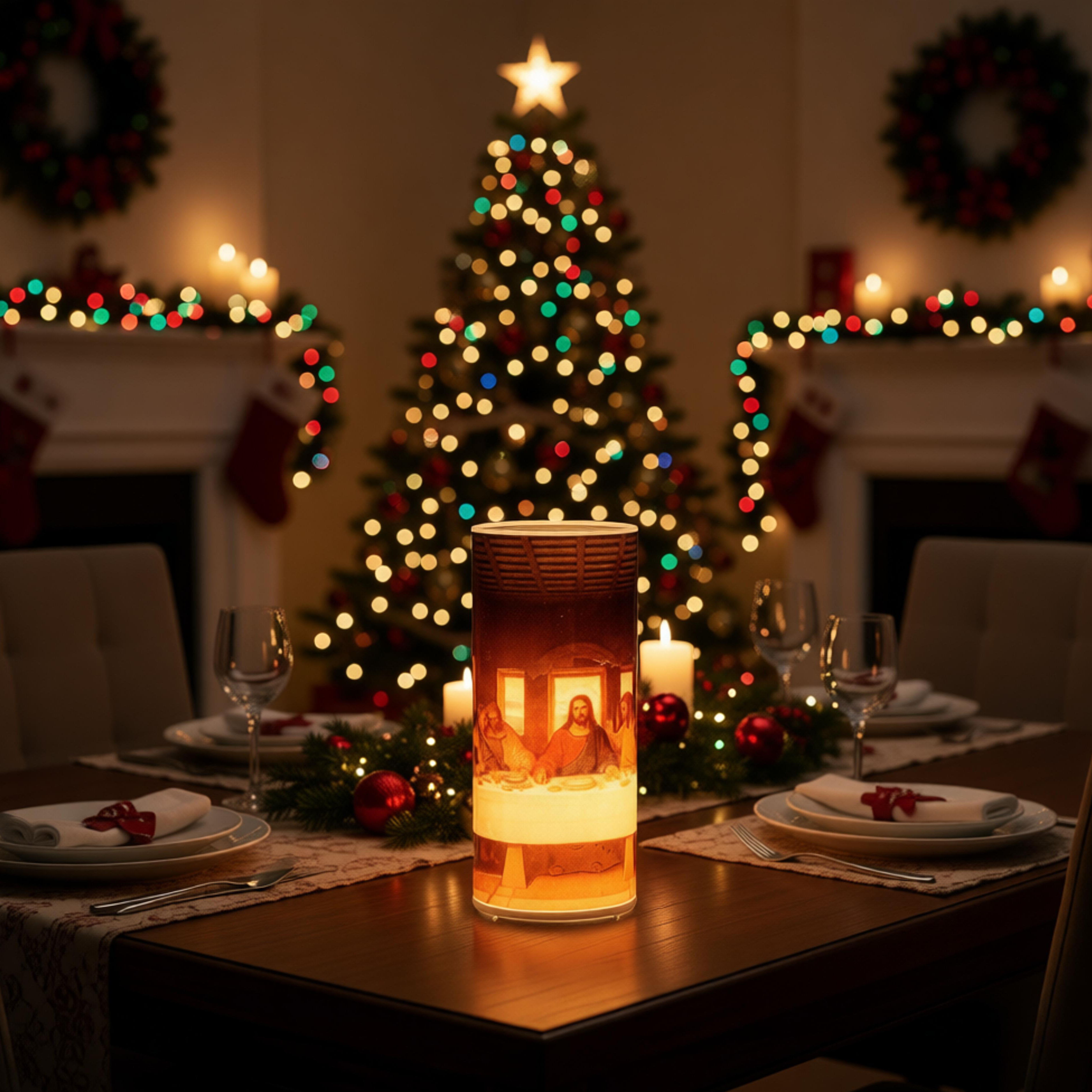LED GLASS CANDLE HOLDER JESUS 