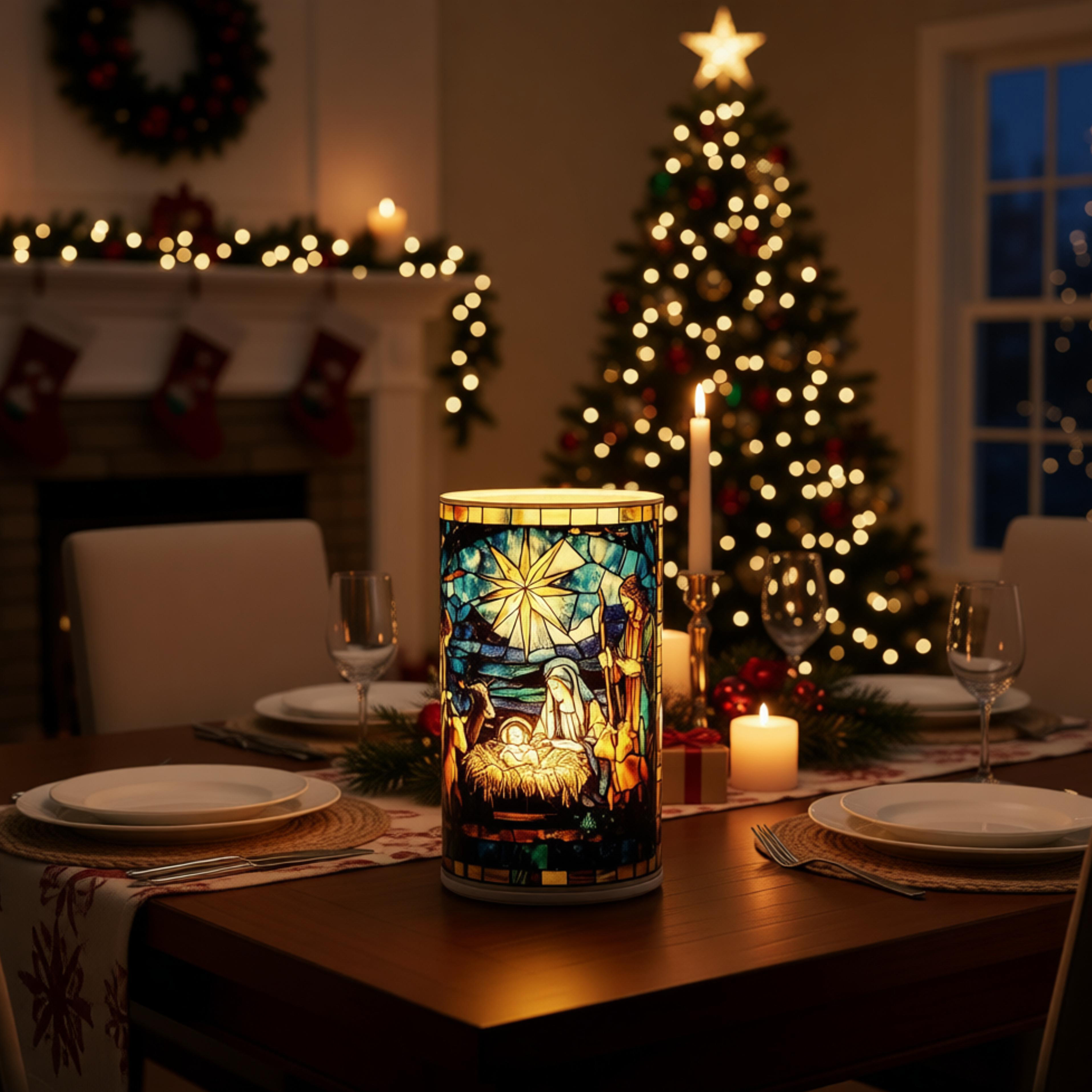 LED GLASS CANDLE HOLDER JESUS 