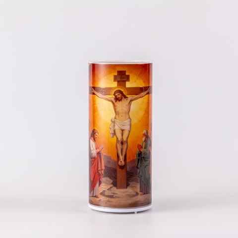 LED GLASS CANDLE HOLDER JESUS 