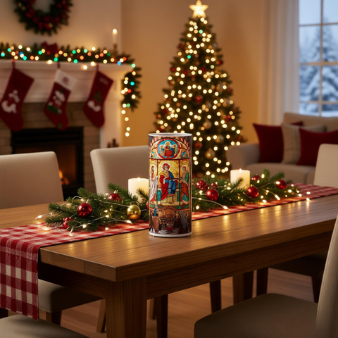 LED GLASS CANDLE HOLDER JESUS 