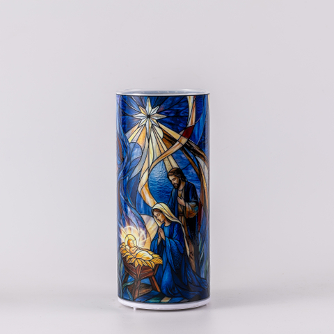 LED GLASS CANDLE HOLDER JESUS 